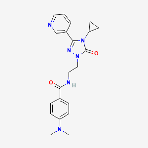 molecular formula C21H24N6O2 B2842445 N-(2-(4-cyclopropyl-5-oxo-3-(pyridin-3-yl)-4,5-dihydro-1H-1,2,4-triazol-1-yl)ethyl)-4-(dimethylamino)benzamide CAS No. 1795485-65-2