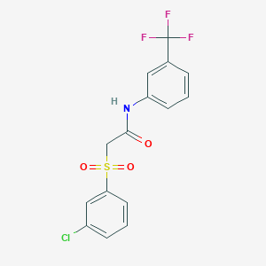 molecular formula C15H11ClF3NO3S B2842452 2-[(3-chlorophenyl)sulfonyl]-N-[3-(trifluoromethyl)phenyl]acetamide CAS No. 339107-31-2