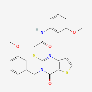 molecular formula C23H21N3O4S2 B2842457 2-{[3-(3-methoxybenzyl)-4-oxo-3,4-dihydrothieno[3,2-d]pyrimidin-2-yl]sulfanyl}-N-(3-methoxyphenyl)acetamide CAS No. 1252901-57-7