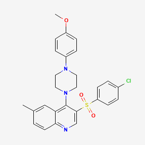 molecular formula C27H26ClN3O3S B2842463 3-(4-CHLOROBENZENESULFONYL)-4-[4-(4-METHOXYPHENYL)PIPERAZIN-1-YL]-6-METHYLQUINOLINE CAS No. 866845-24-1