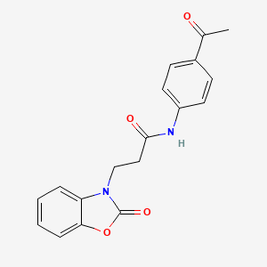 molecular formula C18H16N2O4 B2842524 N-(4-acetylphenyl)-3-(2-oxo-2,3-dihydro-1,3-benzoxazol-3-yl)propanamide CAS No. 851989-22-5