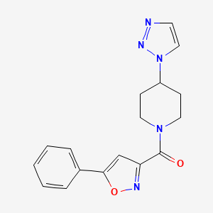 molecular formula C17H17N5O2 B2842574 1-(5-phenyl-1,2-oxazole-3-carbonyl)-4-(1H-1,2,3-triazol-1-yl)piperidine CAS No. 2320667-93-2