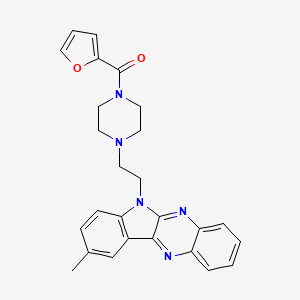 molecular formula C26H25N5O2 B2842590 1-(FURAN-2-CARBONYL)-4-(2-{9-METHYL-6H-INDOLO[2,3-B]QUINOXALIN-6-YL}ETHYL)PIPERAZINE CAS No. 878735-54-7
