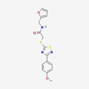molecular formula C16H15N3O3S2 B2842607 N-(furan-2-ylmethyl)-2-((3-(4-methoxyphenyl)-1,2,4-thiadiazol-5-yl)thio)acetamide CAS No. 864922-71-4