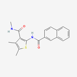 molecular formula C19H18N2O2S B2842609 N,4,5-trimethyl-2-(naphthalene-2-amido)thiophene-3-carboxamide CAS No. 896298-40-1