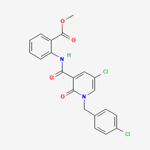molecular formula C21H16Cl2N2O4 B2842613 Methyl 2-({[5-chloro-1-(4-chlorobenzyl)-2-oxo-1,2-dihydro-3-pyridinyl]carbonyl}amino)benzenecarboxylate CAS No. 338977-29-0