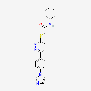 molecular formula C21H23N5OS B2842675 N-cyclohexyl-2-({6-[4-(1H-imidazol-1-yl)phenyl]pyridazin-3-yl}sulfanyl)acetamide CAS No. 896320-25-5