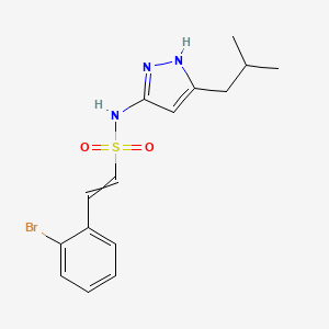 molecular formula C15H18BrN3O2S B2842693 2-(2-bromophenyl)-N-[3-(2-methylpropyl)-1H-pyrazol-5-yl]ethene-1-sulfonamide CAS No. 1488416-35-8