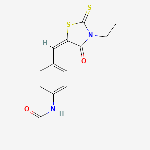 molecular formula C14H14N2O2S2 B2842698 N-(4-{[(5E)-3-ethyl-4-oxo-2-sulfanylidene-1,3-thiazolidin-5-ylidene]methyl}phenyl)acetamide CAS No. 306292-20-6