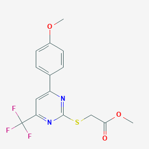 molecular formula C15H13F3N2O3S B284275 METHYL 2-{[4-(4-METHOXYPHENYL)-6-(TRIFLUOROMETHYL)PYRIMIDIN-2-YL]SULFANYL}ACETATE 