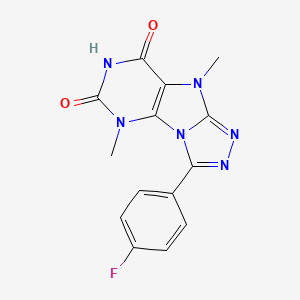molecular formula C14H11FN6O2 B2842762 3-(4-fluorophenyl)-5,9-dimethyl-5H-[1,2,4]triazolo[4,3-e]purine-6,8(7H,9H)-dione CAS No. 921877-15-8