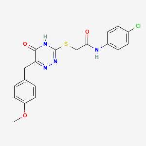 molecular formula C19H17ClN4O3S B2842771 N-(4-chlorophenyl)-2-({6-[(4-methoxyphenyl)methyl]-5-oxo-4,5-dihydro-1,2,4-triazin-3-yl}sulfanyl)acetamide CAS No. 540775-95-9