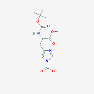 molecular formula C17H27N3O6 B2842814 tert-butyl 4-(2-((tert-butoxycarbonyl)amino)-3-methoxy-3-oxopropyl)-1H-imidazole-1-carboxylate CAS No. 165062-56-6