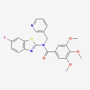 molecular formula C23H20FN3O4S B2842838 N-(6-fluoro-1,3-benzothiazol-2-yl)-3,4,5-trimethoxy-N-[(pyridin-3-yl)methyl]benzamide CAS No. 895018-35-6