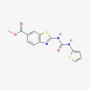 molecular formula C14H11N3O3S2 B2842856 Methyl 2-(3-(thiophen-2-yl)ureido)benzo[d]thiazole-6-carboxylate CAS No. 1207001-86-2
