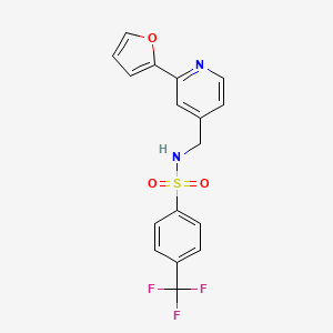 molecular formula C17H13F3N2O3S B2842865 N-((2-(furan-2-yl)pyridin-4-yl)methyl)-4-(trifluoromethyl)benzenesulfonamide CAS No. 2034267-34-8