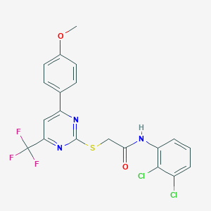 molecular formula C20H14Cl2F3N3O2S B284287 N-(2,3-dichlorophenyl)-2-{[4-(4-methoxyphenyl)-6-(trifluoromethyl)-2-pyrimidinyl]sulfanyl}acetamide 