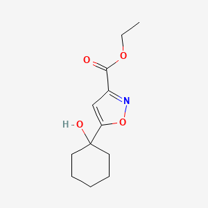 molecular formula C12H17NO4 B2842871 Ethyl 5-(1-hydroxycyclohexyl)-1,2-oxazole-3-carboxylate CAS No. 893783-01-2