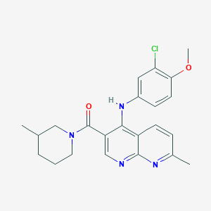 (4-((3-Chloro-4-methoxyphenyl)amino)-7-methyl-1,8-naphthyridin-3-yl)(3-methylpiperidin-1-yl)methanone