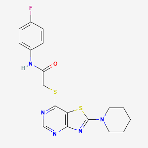 N-(4-fluorophenyl)-2-((2-(piperidin-1-yl)thiazolo[4,5-d]pyrimidin-7-yl)thio)acetamide