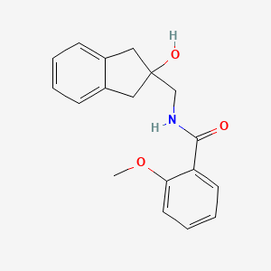 molecular formula C18H19NO3 B2842900 N-((2-hydroxy-2,3-dihydro-1H-inden-2-yl)methyl)-2-methoxybenzamide CAS No. 2034443-70-2