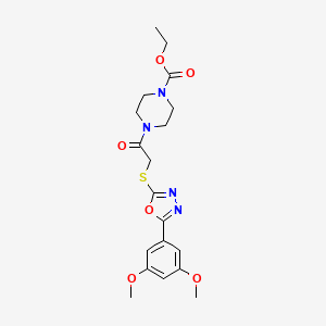 Ethyl 4-({[5-(3,5-dimethoxyphenyl)-1,3,4-oxadiazol-2-yl]thio}acetyl)piperazine-1-carboxylate