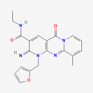 molecular formula C20H19N5O3 B2842903 N-ethyl-7-(furan-2-ylmethyl)-6-imino-11-methyl-2-oxo-1,7,9-triazatricyclo[8.4.0.03,8]tetradeca-3(8),4,9,11,13-pentaene-5-carboxamide CAS No. 510760-69-7