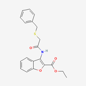 molecular formula C20H19NO4S B2842906 Ethyl 3-(2-(benzylthio)acetamido)benzofuran-2-carboxylate CAS No. 847406-03-5