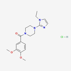 molecular formula C18H25ClN4O3 B2842907 (3,4-dimethoxyphenyl)(4-(1-ethyl-1H-imidazol-2-yl)piperazin-1-yl)methanone hydrochloride CAS No. 1331255-18-5