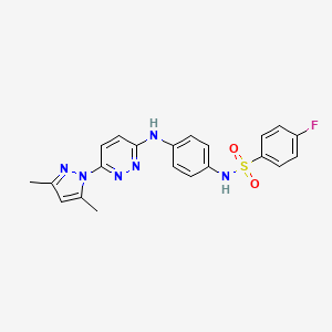 molecular formula C21H19FN6O2S B2842909 N-(4-((6-(3,5-dimethyl-1H-pyrazol-1-yl)pyridazin-3-yl)amino)phenyl)-4-fluorobenzenesulfonamide CAS No. 1014049-74-1
