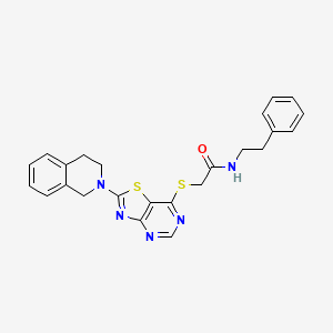 molecular formula C24H23N5OS2 B2842915 N-(2-phenylethyl)-2-{[2-(1,2,3,4-tetrahydroisoquinolin-2-yl)-[1,3]thiazolo[4,5-d]pyrimidin-7-yl]sulfanyl}acetamide CAS No. 1189884-29-4