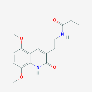 molecular formula C17H22N2O4 B2842920 N-(2-(5,8-dimethoxy-2-oxo-1,2-dihydroquinolin-3-yl)ethyl)isobutyramide CAS No. 851403-88-8