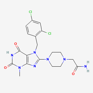 molecular formula C19H21Cl2N7O3 B2842927 2-(4-(7-(2,4-dichlorobenzyl)-3-methyl-2,6-dioxo-2,3,6,7-tetrahydro-1H-purin-8-yl)piperazin-1-yl)acetamide CAS No. 879477-69-7