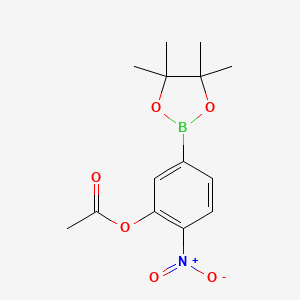 molecular formula C14H18BNO6 B2842930 3-(Acetyloxy)-4-nitrophenylboronic acid pinacol ester CAS No. 2377607-58-2