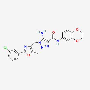 molecular formula C22H19ClN6O4 B2842931 5-amino-1-{[2-(3-chlorophenyl)-5-methyl-1,3-oxazol-4-yl]methyl}-N-(2,3-dihydro-1,4-benzodioxin-6-yl)-1H-1,2,3-triazole-4-carboxamide CAS No. 1251599-74-2
