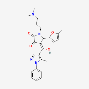 (4E)-1-[3-(dimethylamino)propyl]-4-[hydroxy-(5-methyl-1-phenylpyrazol-4-yl)methylidene]-5-(5-methylfuran-2-yl)pyrrolidine-2,3-dione