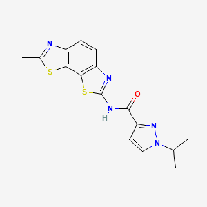 molecular formula C16H15N5OS2 B2842943 N-(7-methyl-[1,3]thiazolo[4,5-g][1,3]benzothiazol-2-yl)-1-propan-2-ylpyrazole-3-carboxamide CAS No. 1203376-83-3