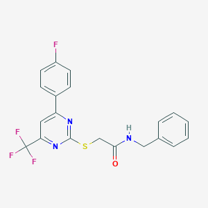 molecular formula C20H15F4N3OS B284295 N-benzyl-2-{[4-(4-fluorophenyl)-6-(trifluoromethyl)pyrimidin-2-yl]sulfanyl}acetamide 