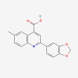 molecular formula C18H13NO4 B2842950 2-(1,3-Benzodioxol-5-yl)-6-methylquinoline-4-carboxylic acid CAS No. 438220-99-6