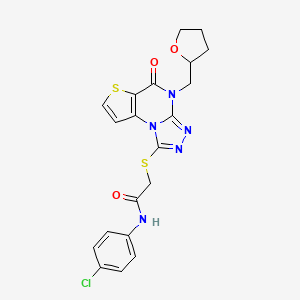 N-(4-chlorophenyl)-2-((5-oxo-4-((tetrahydrofuran-2-yl)methyl)-4,5-dihydrothieno[2,3-e][1,2,4]triazolo[4,3-a]pyrimidin-1-yl)thio)acetamide