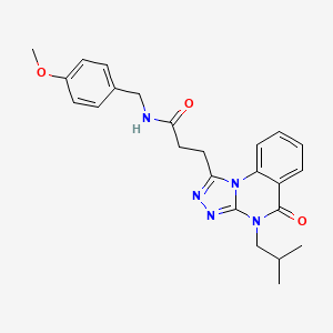 molecular formula C24H27N5O3 B2842964 N-[(4-methoxyphenyl)methyl]-3-[4-(2-methylpropyl)-5-oxo-4H,5H-[1,2,4]triazolo[4,3-a]quinazolin-1-yl]propanamide CAS No. 902928-31-8