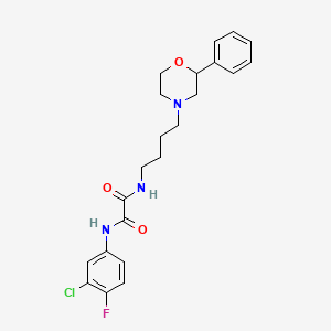 molecular formula C22H25ClFN3O3 B2842969 N1-(3-chloro-4-fluorophenyl)-N2-(4-(2-phenylmorpholino)butyl)oxalamide CAS No. 954027-58-8