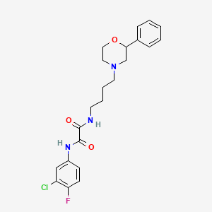 N1-(3-chloro-4-fluorophenyl)-N2-(4-(2-phenylmorpholino)butyl)oxalamide