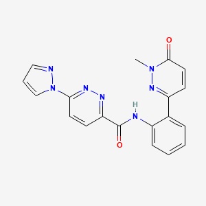 molecular formula C19H15N7O2 B2842982 N-(2-(1-methyl-6-oxo-1,6-dihydropyridazin-3-yl)phenyl)-6-(1H-pyrazol-1-yl)pyridazine-3-carboxamide CAS No. 1448124-28-4