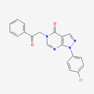 molecular formula C19H13ClN4O2 B2842983 1-(4-chlorophenyl)-5-(2-oxo-2-phenylethyl)-1H-pyrazolo[3,4-d]pyrimidin-4(5H)-one CAS No. 852450-14-7
