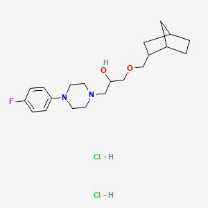 molecular formula C21H33Cl2FN2O2 B2842988 1-((1R,4S)-bicyclo[2.2.1]heptan-2-ylmethoxy)-3-(4-(4-fluorophenyl)piperazin-1-yl)propan-2-ol dihydrochloride CAS No. 1217683-27-6