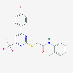 molecular formula C21H17F4N3OS B284299 N-(2-ethylphenyl)-2-{[4-(4-fluorophenyl)-6-(trifluoromethyl)-2-pyrimidinyl]sulfanyl}acetamide 