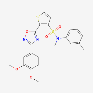 molecular formula C22H21N3O5S2 B2842990 2-[3-(3,4-dimethoxyphenyl)-1,2,4-oxadiazol-5-yl]-N-methyl-N-(3-methylphenyl)thiophene-3-sulfonamide CAS No. 1251632-38-8