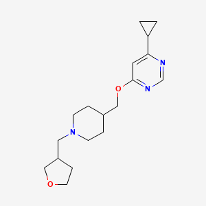 B2842997 4-Cyclopropyl-6-((1-((tetrahydrofuran-3-yl)methyl)piperidin-4-yl)methoxy)pyrimidine CAS No. 2320445-49-4