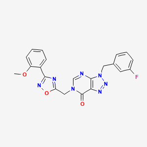molecular formula C21H16FN7O3 B2842999 3-(3-fluorobenzyl)-6-((3-(2-methoxyphenyl)-1,2,4-oxadiazol-5-yl)methyl)-3H-[1,2,3]triazolo[4,5-d]pyrimidin-7(6H)-one CAS No. 1207040-29-6